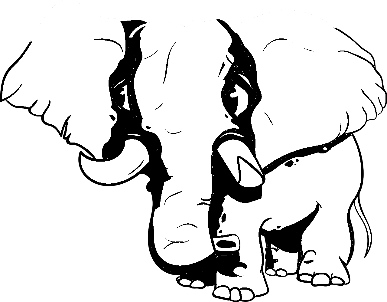 Disegno da colorare di elefante stile cartoon umoristico