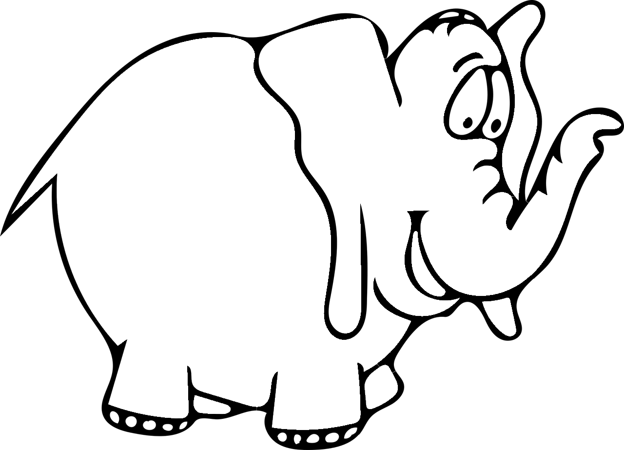 Disegno da colorare di elefante stile fumetto umoristico