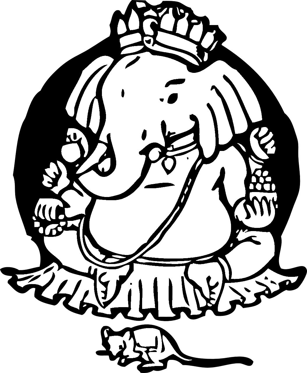 Dibujo de elefante hindú ganesha para colorear