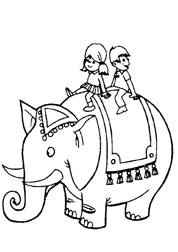 Desenho 4 de elefantes para imprimir e colorir