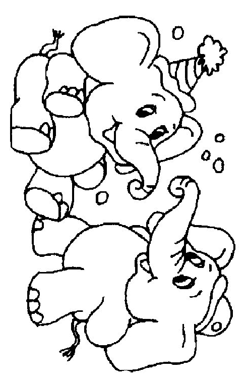 Desenho 17 de elefantes para imprimir e colorir