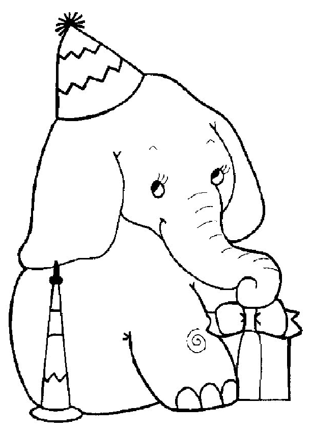 Dibujo 18 de elefantes para imprimir y colorear