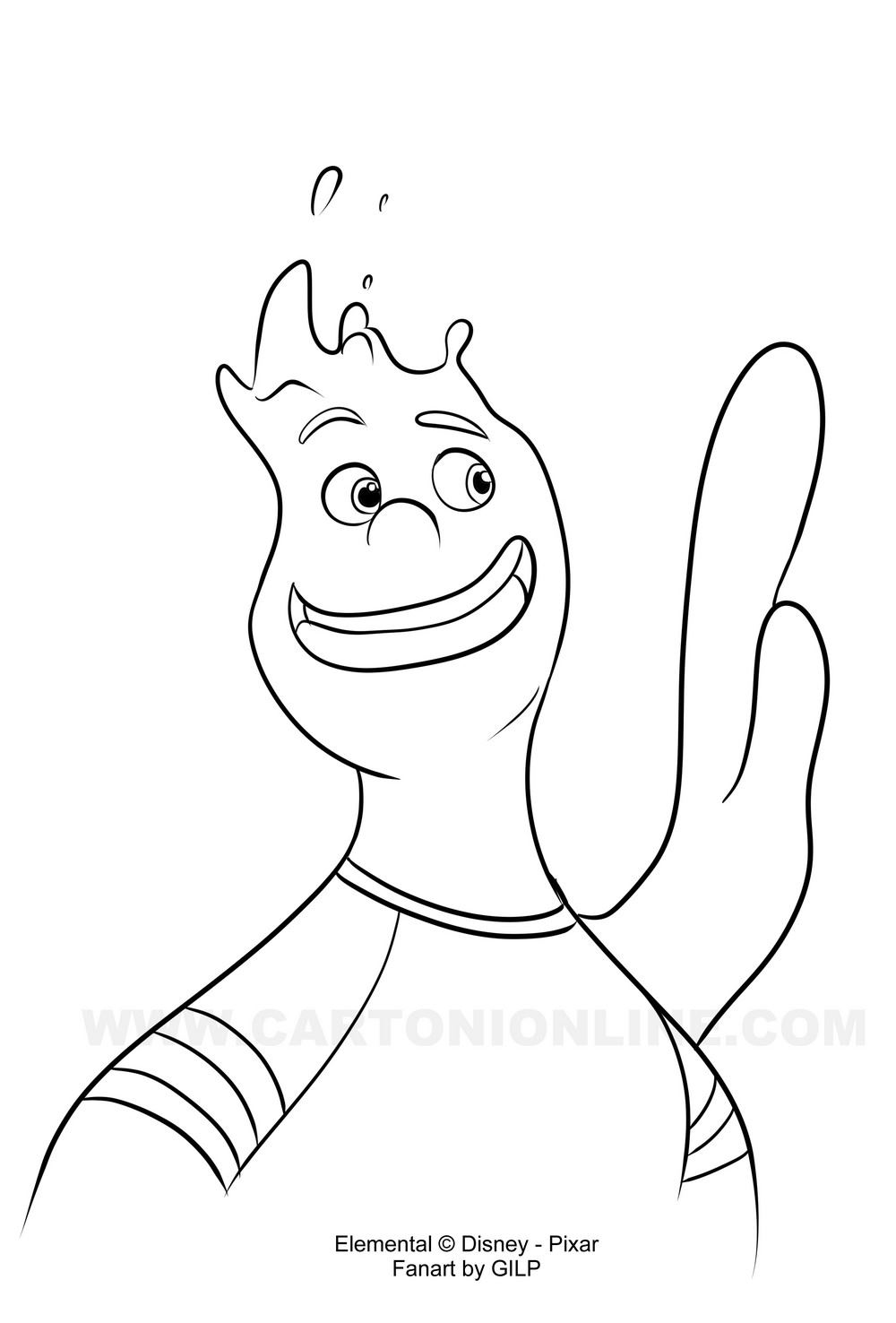 Wade Elemental (Disney-Pixar) coloring page to print and coloring