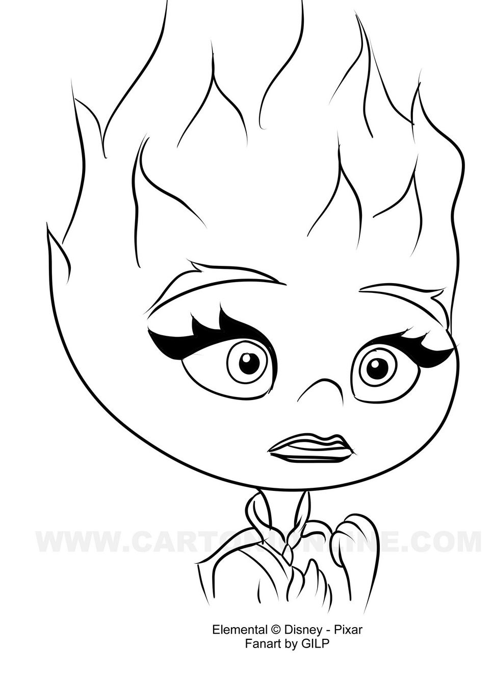 Ember From Elemental Disney Pixar Coloring Page