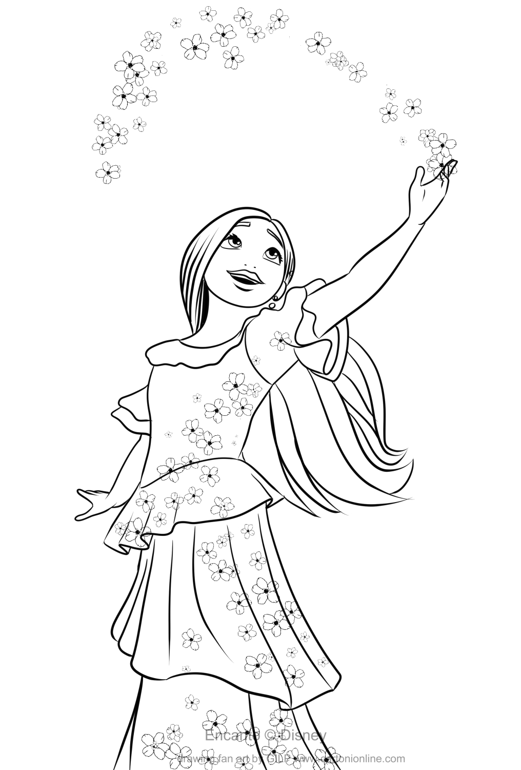 Isabela Madrigal from Encanto coloring page to print and coloring