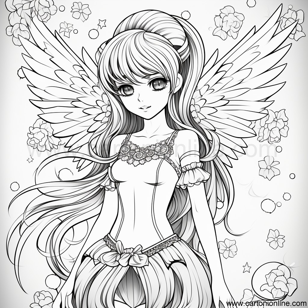 印刷して着色するアニメの妖精の描画 17