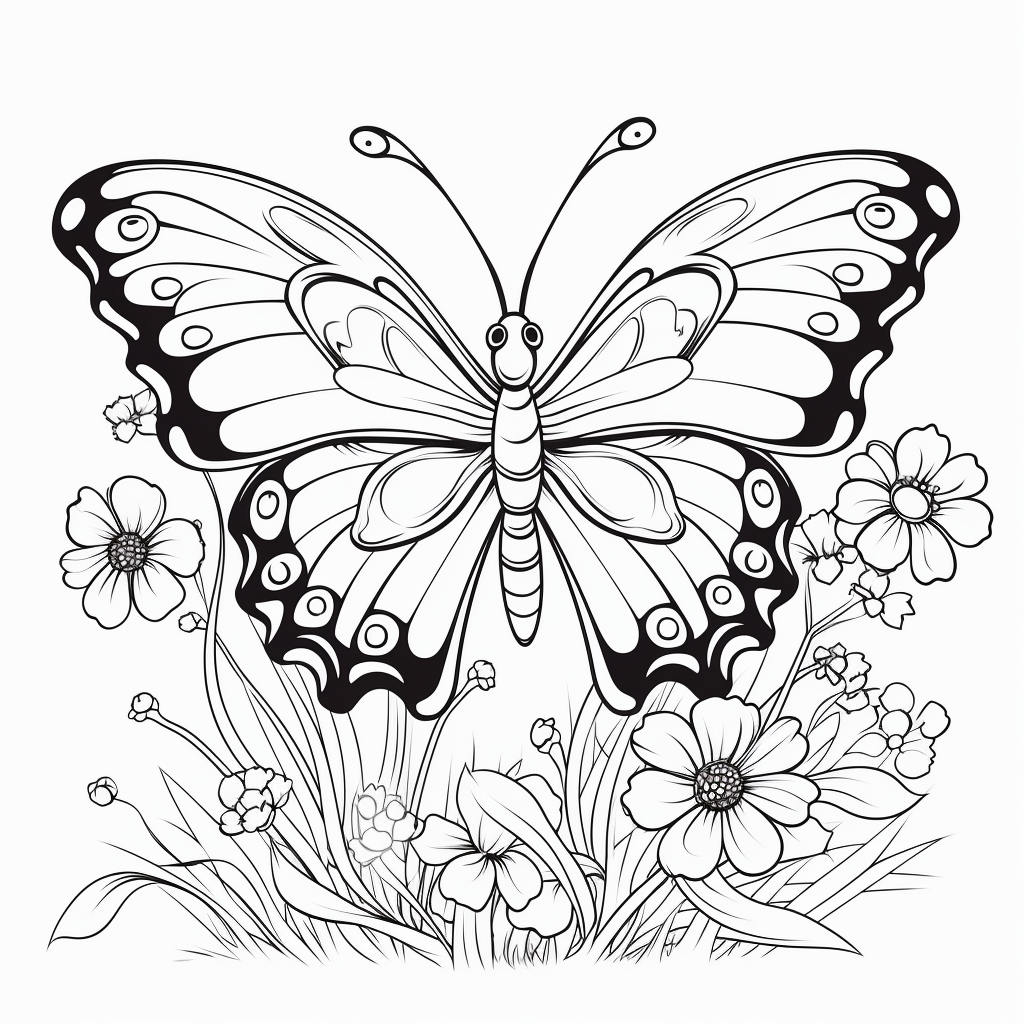 Disegno 04 di farfalla per bambini da stampare e colorare