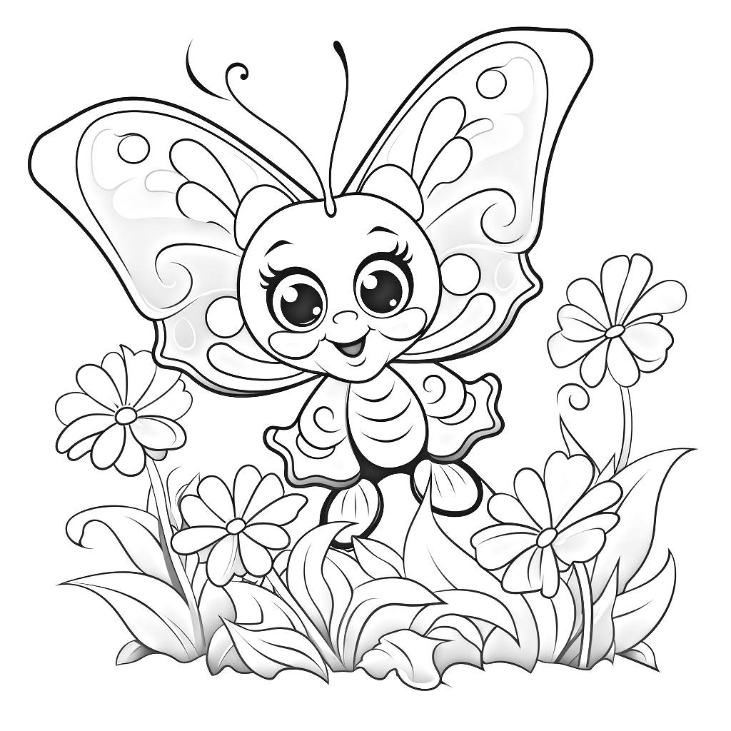 Disegno 06 di farfalla per bambini da stampare e colorare