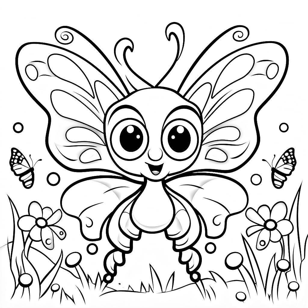 Dibujo 50 de Mariposa para nios para imprimir y colorear