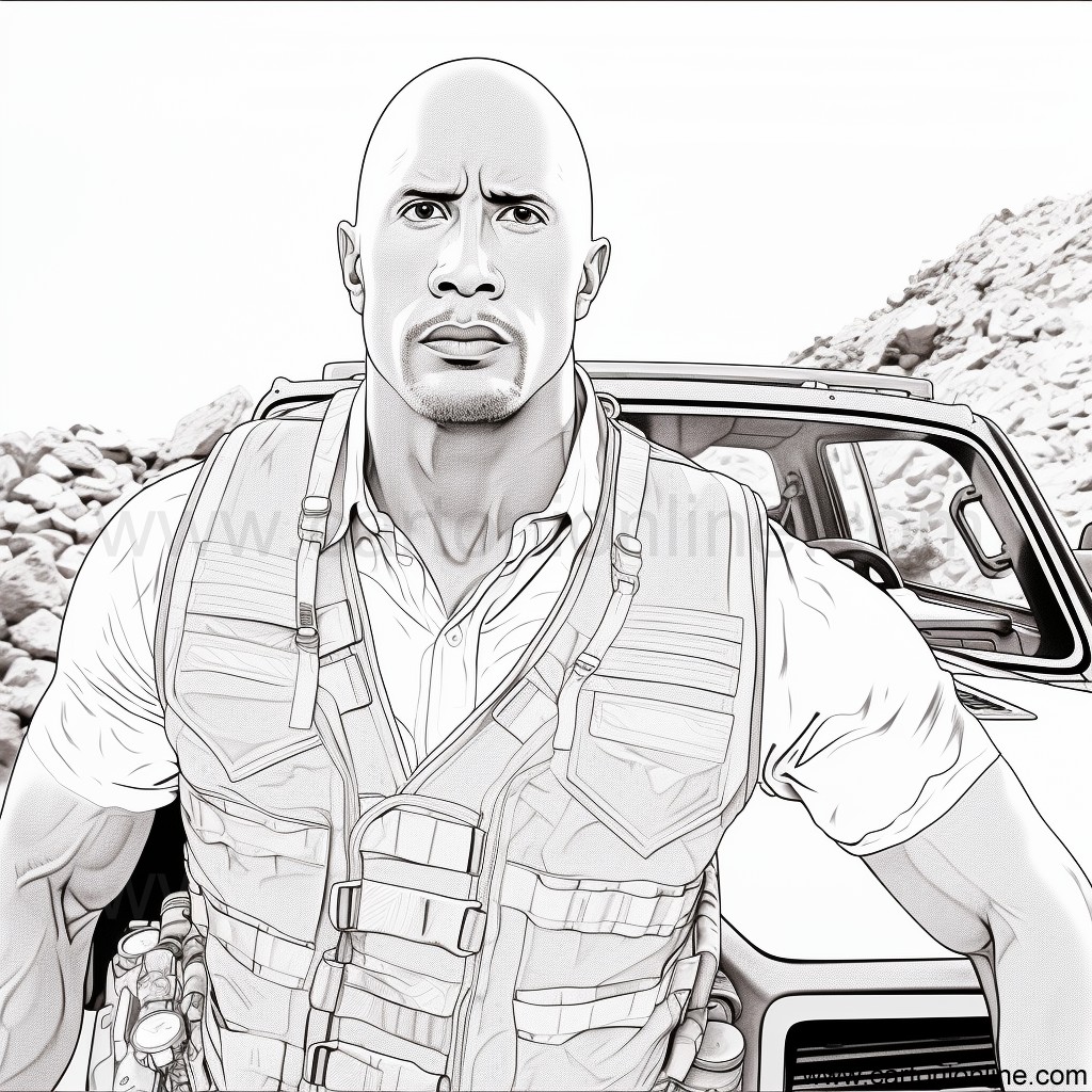 Dibujo de Luke Hobbs (Dwayne Johnson) de Fast and Furious para imprimir y colorear