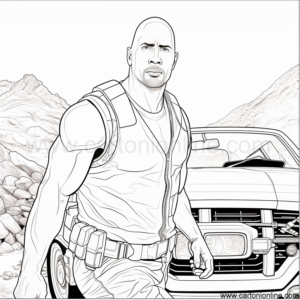 Dibujo de Luke Hobbs (Dwayne Johnson) de Fast and Furious para imprimir y colorear