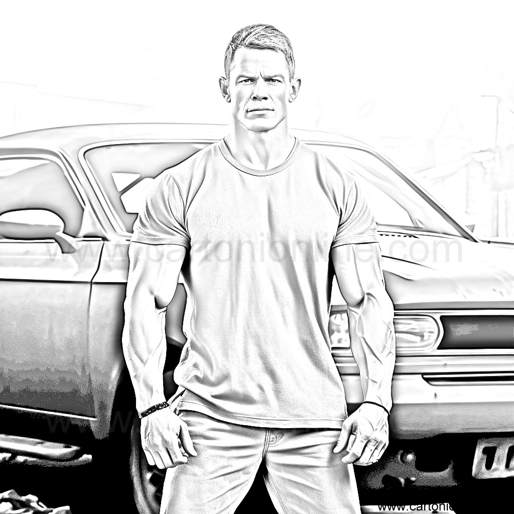 Dibujo de Jakob Toretto (John Cena) de Fast and Furious para imprimir y colorear