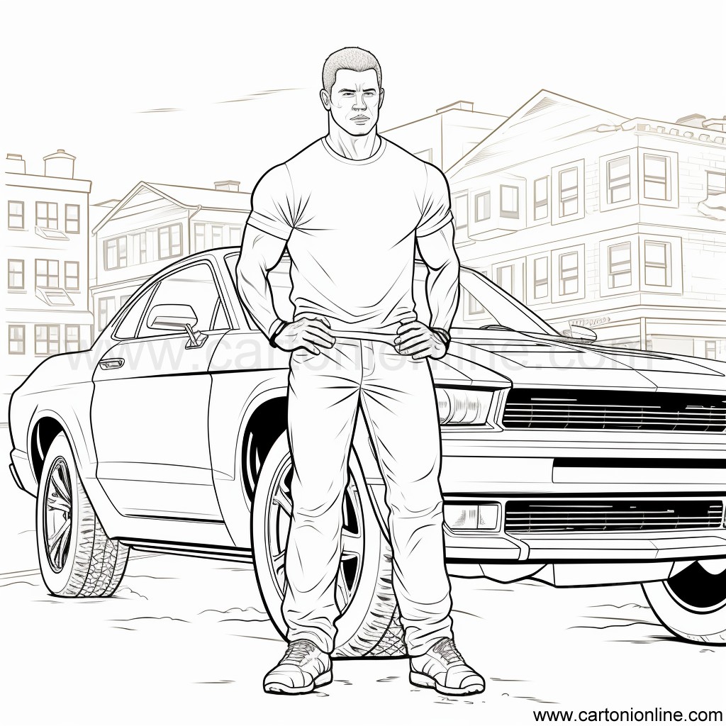 Dibujo de Jakob Toretto (John Cena) de Fast and Furious para imprimir y colorear