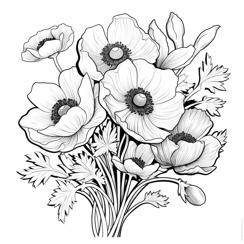 印刷して色付けする花の描画 23
