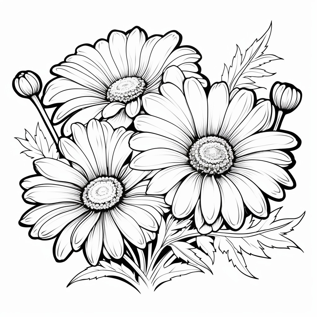 印刷して色付けする花の描画 33