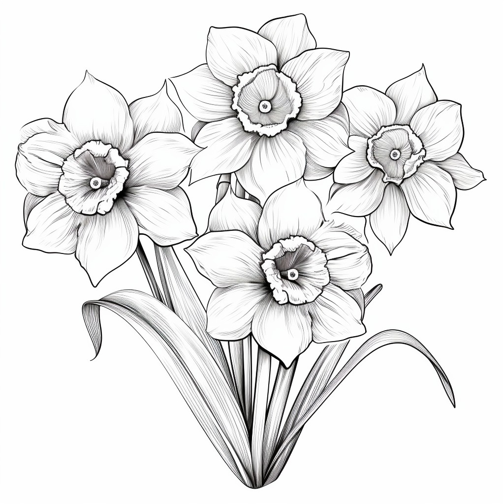 印刷して色付けする花の描画 36