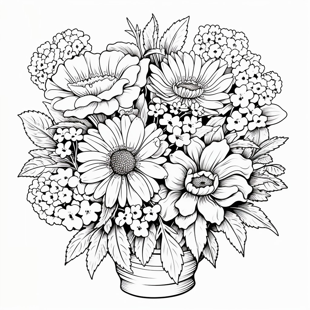 Coloriage 50 de Fleurs  imprimer et colorier