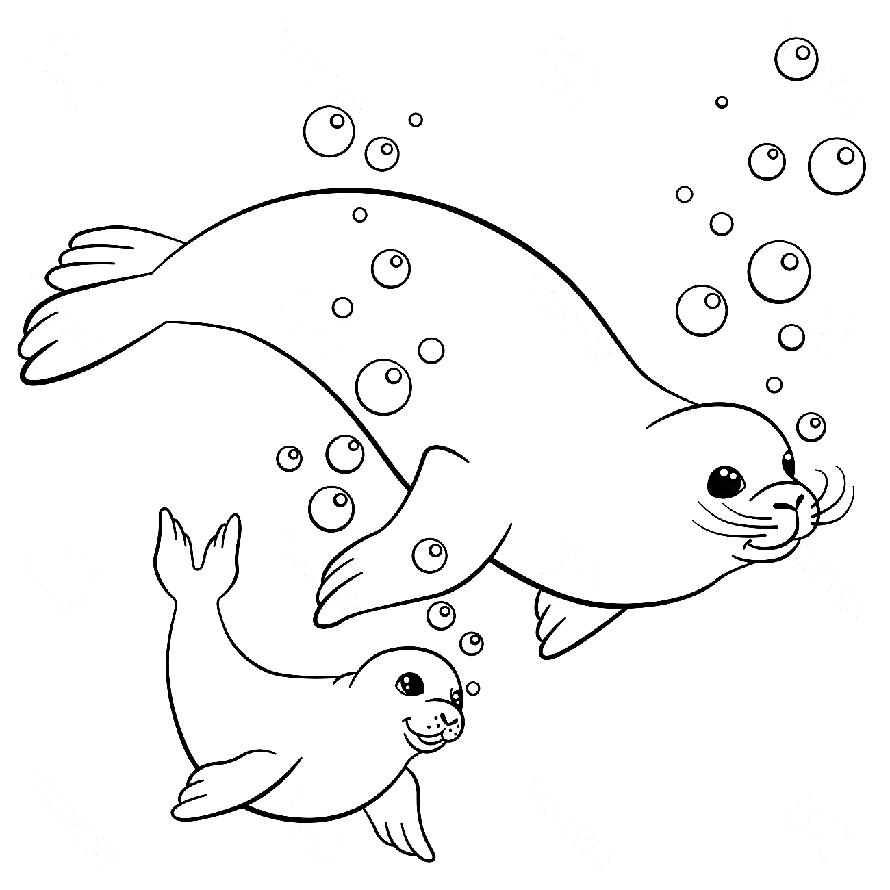 Drawing 6 from Seals coloring page to print and coloring
