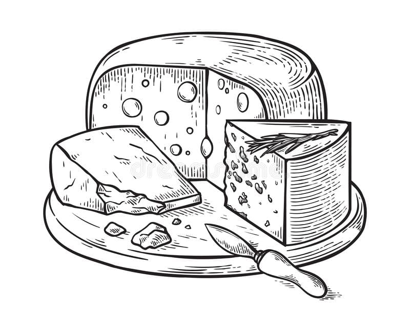 Drawing cheese 08 of cheese to print and color