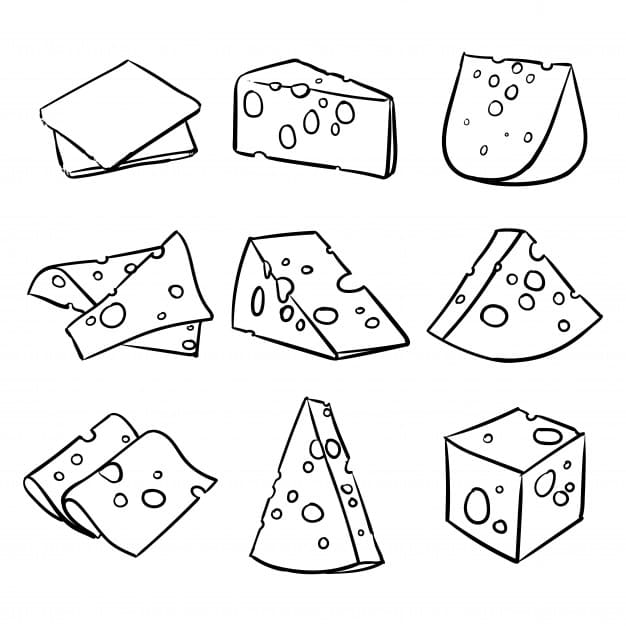 Drawing cheese 11 of cheese to print and color