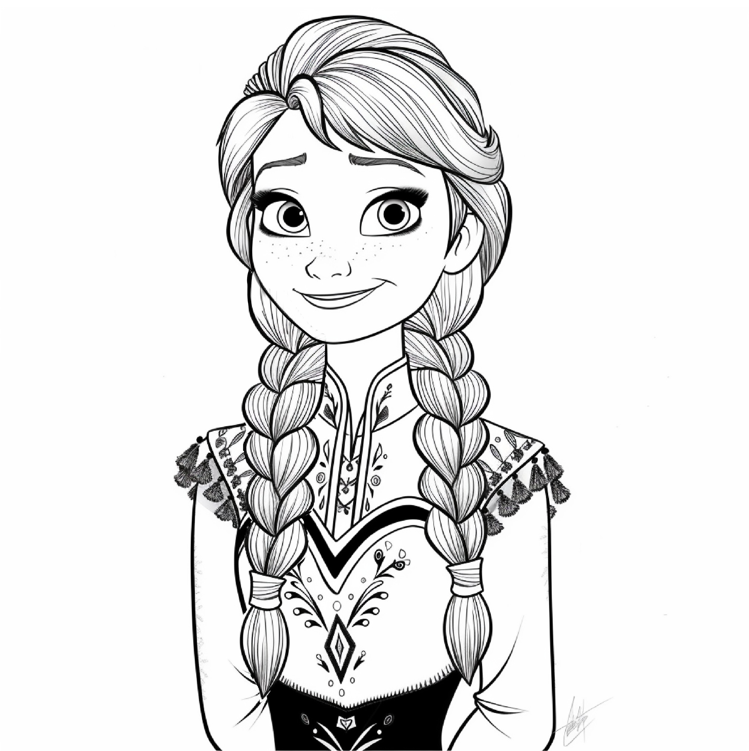 Dibujo de Anna 03 de Frozen para imprimir y colorear