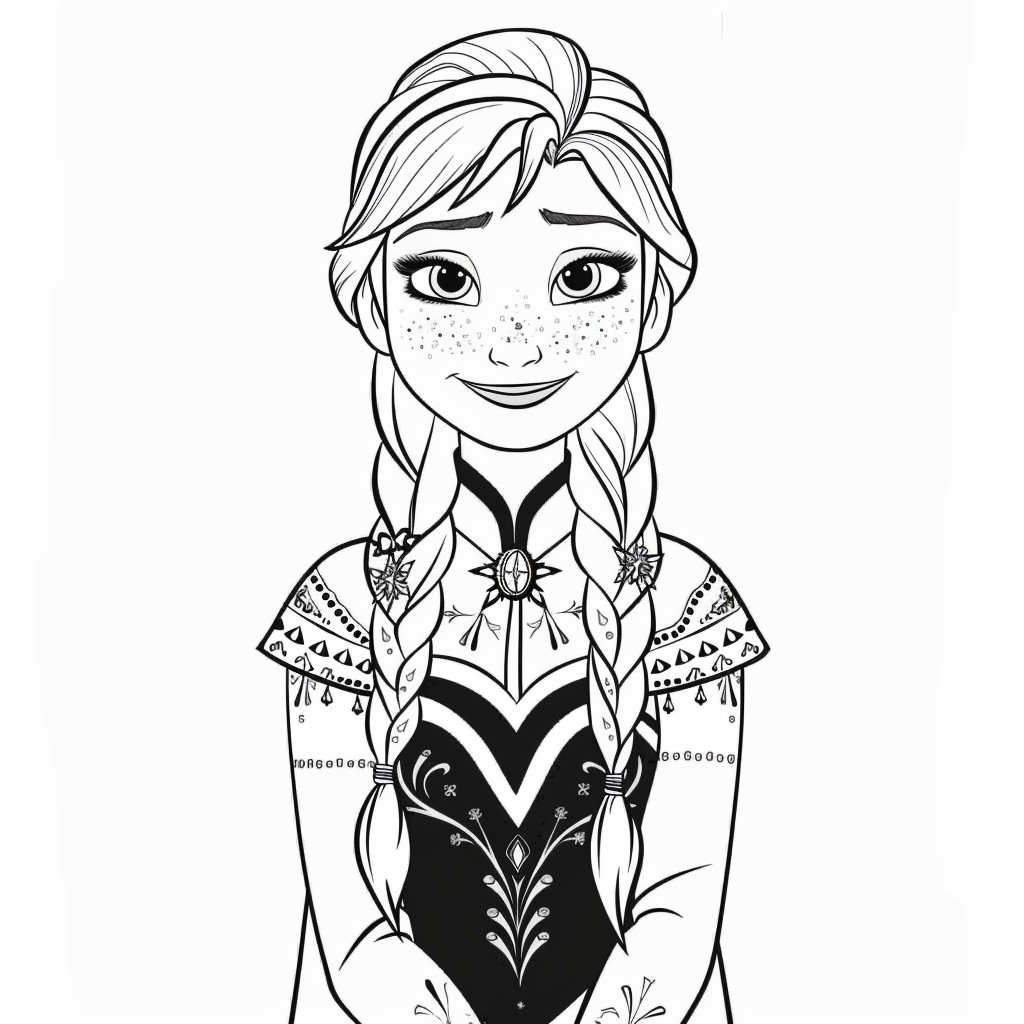 Dibujo de Anna 06 de Frozen para imprimir y colorear