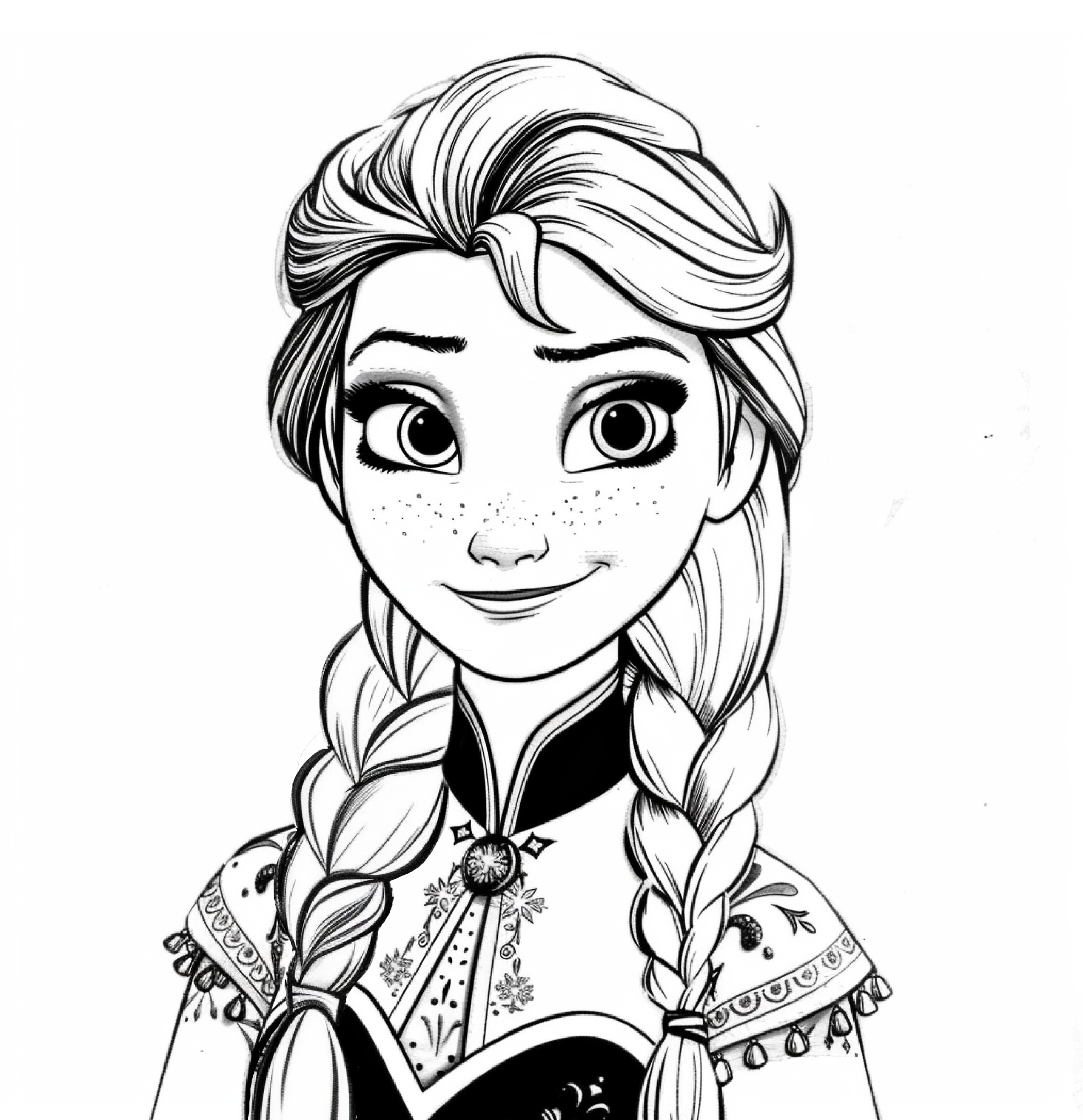 Dibujo de Anna 07 de Frozen para imprimir y colorear