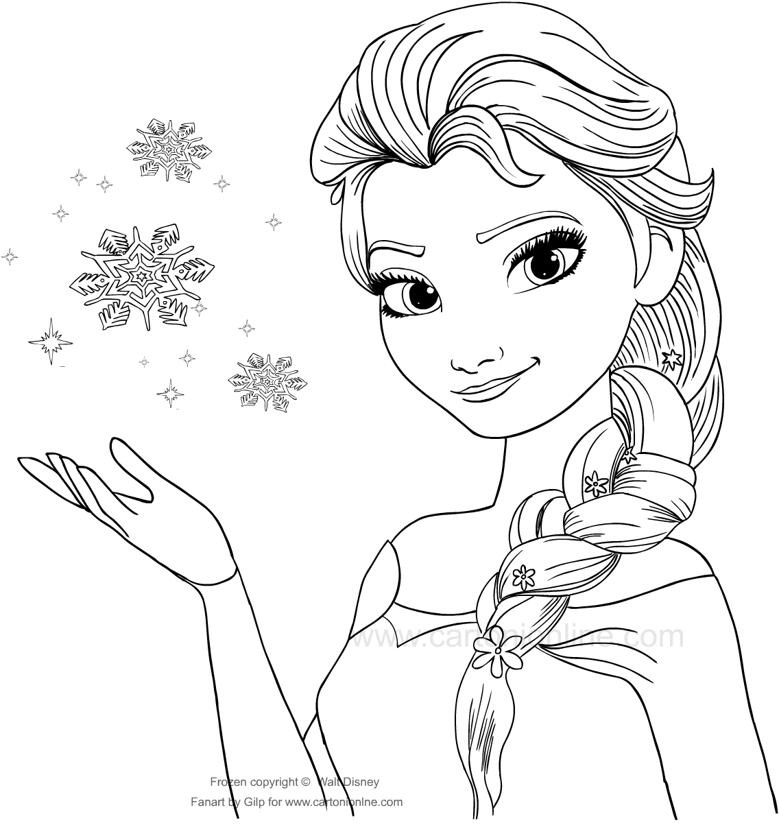 Disegno da colorare di Elsa con cristalli di ghiaccio