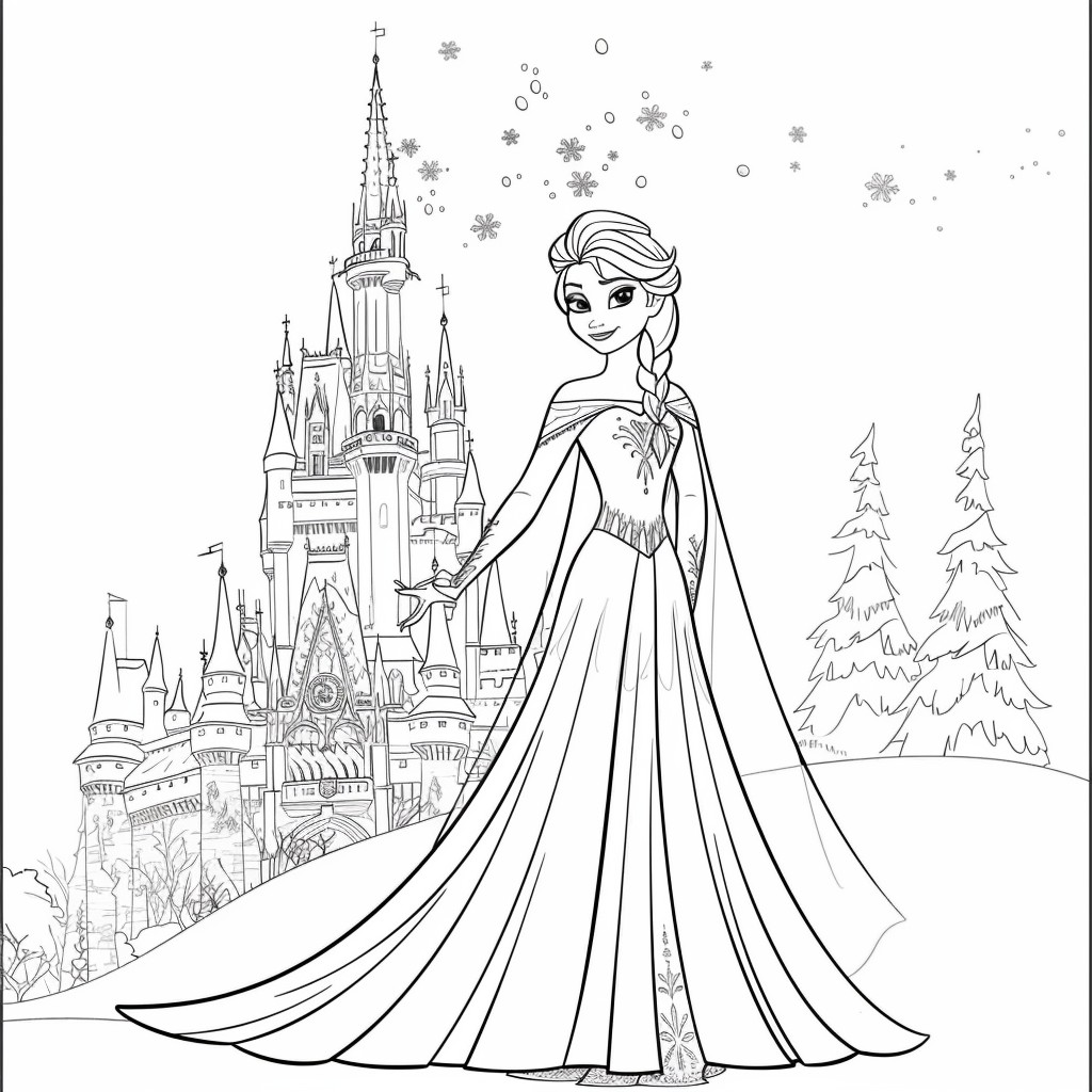 Dibujo de Elsa 02 de Frozen para imprimir y colorear