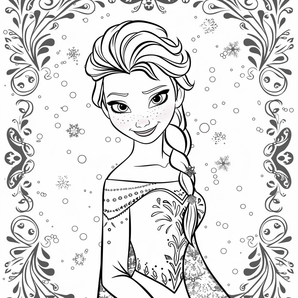 Dibujo de Elsa 03 de Frozen para imprimir y colorear