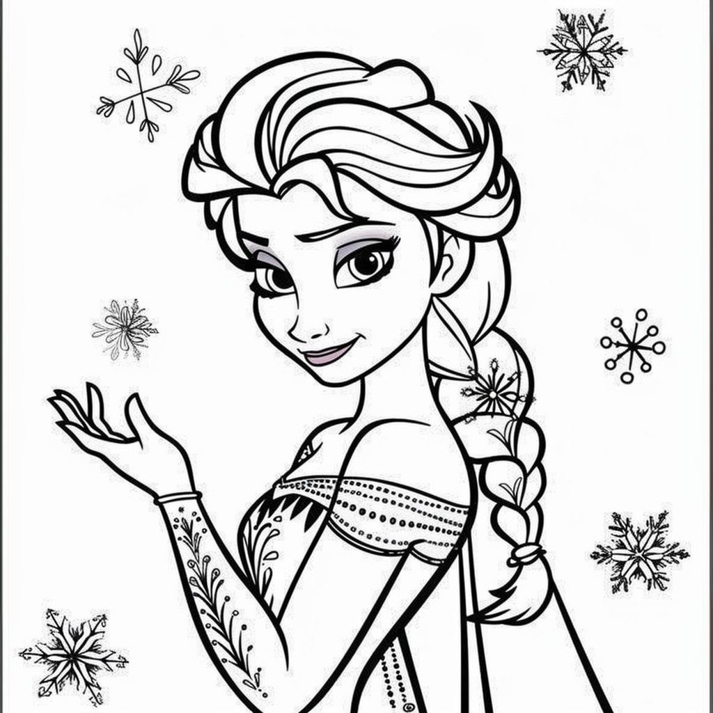 Elsa 05 from Frozen coloring page to print and coloring