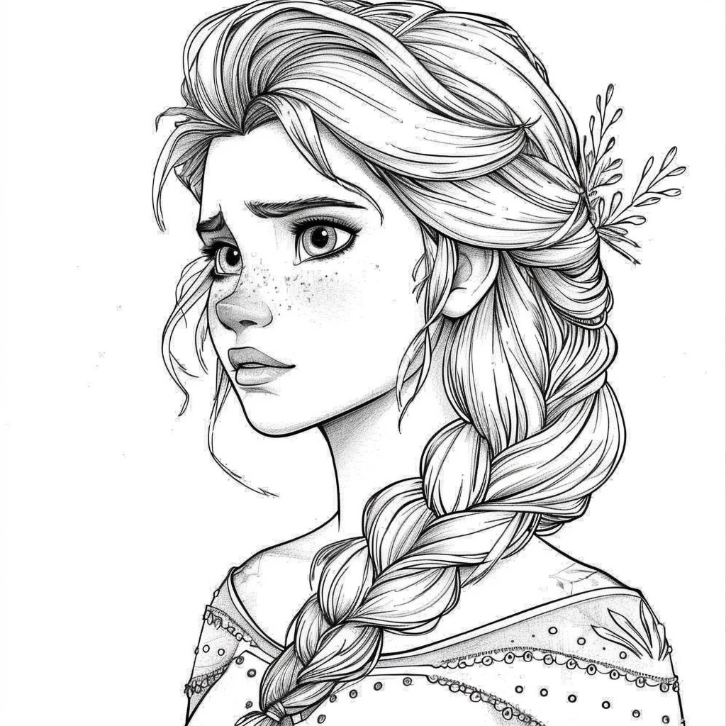 Dibujo de Elsa 07 de Frozen para imprimir y colorear