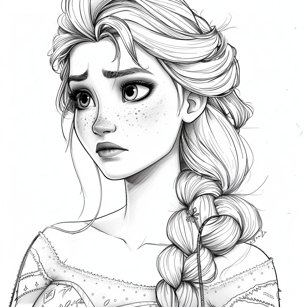 Dibujo de Elsa 08 de Frozen para imprimir y colorear