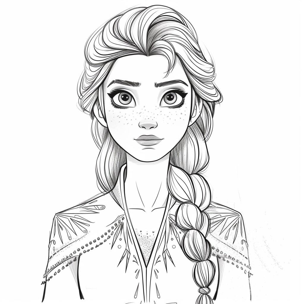 Dibujo de Elsa 09 de Frozen para imprimir y colorear