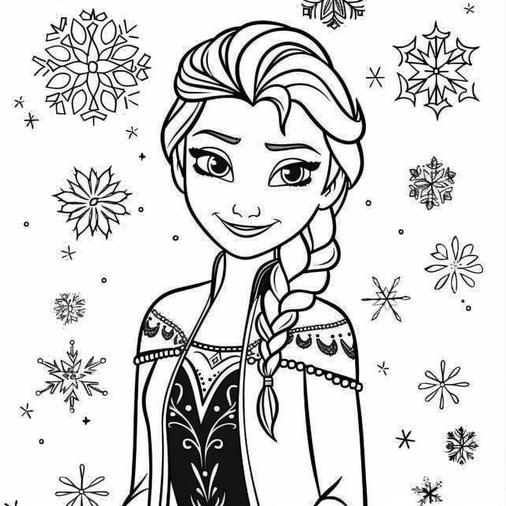 Dibujo de Elsa 10 de Frozen para imprimir y colorear