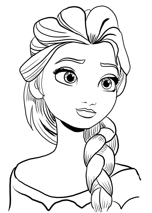 Dibujo para colorear de Elsa en primer plano