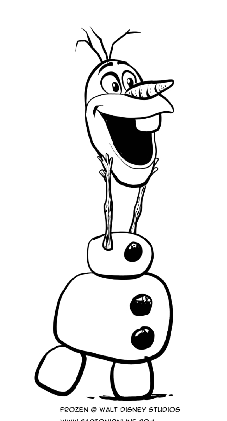 Disegno da colorare di Olaf con la testa staccata - Frozen