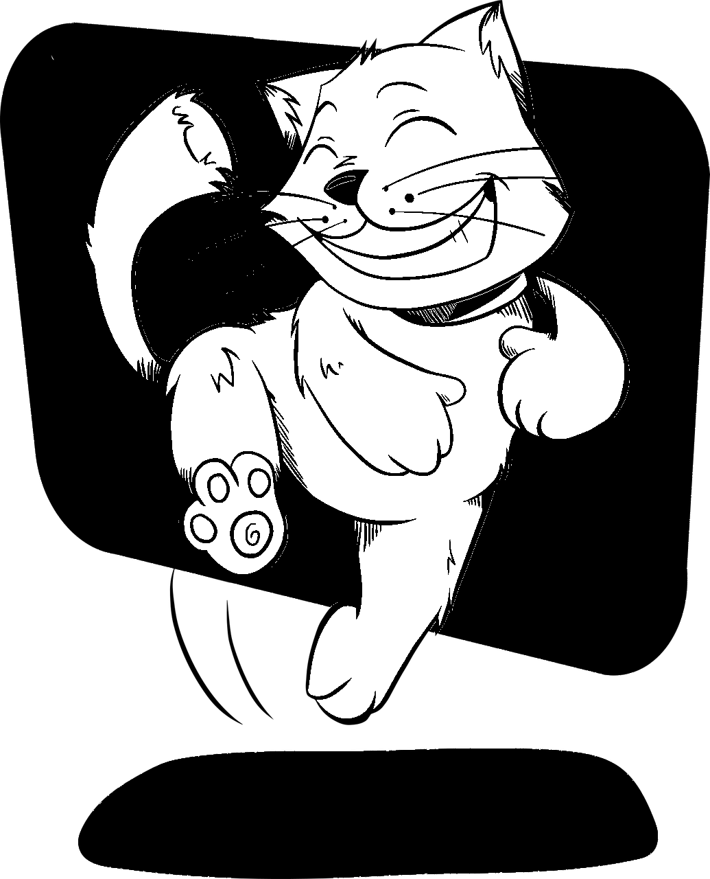 Kleurplaat van vrolijke kat die danst