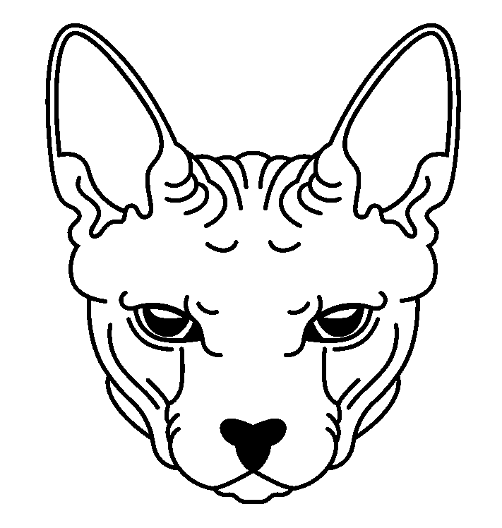 Disegno da colorare di testa di gatto sphinx
