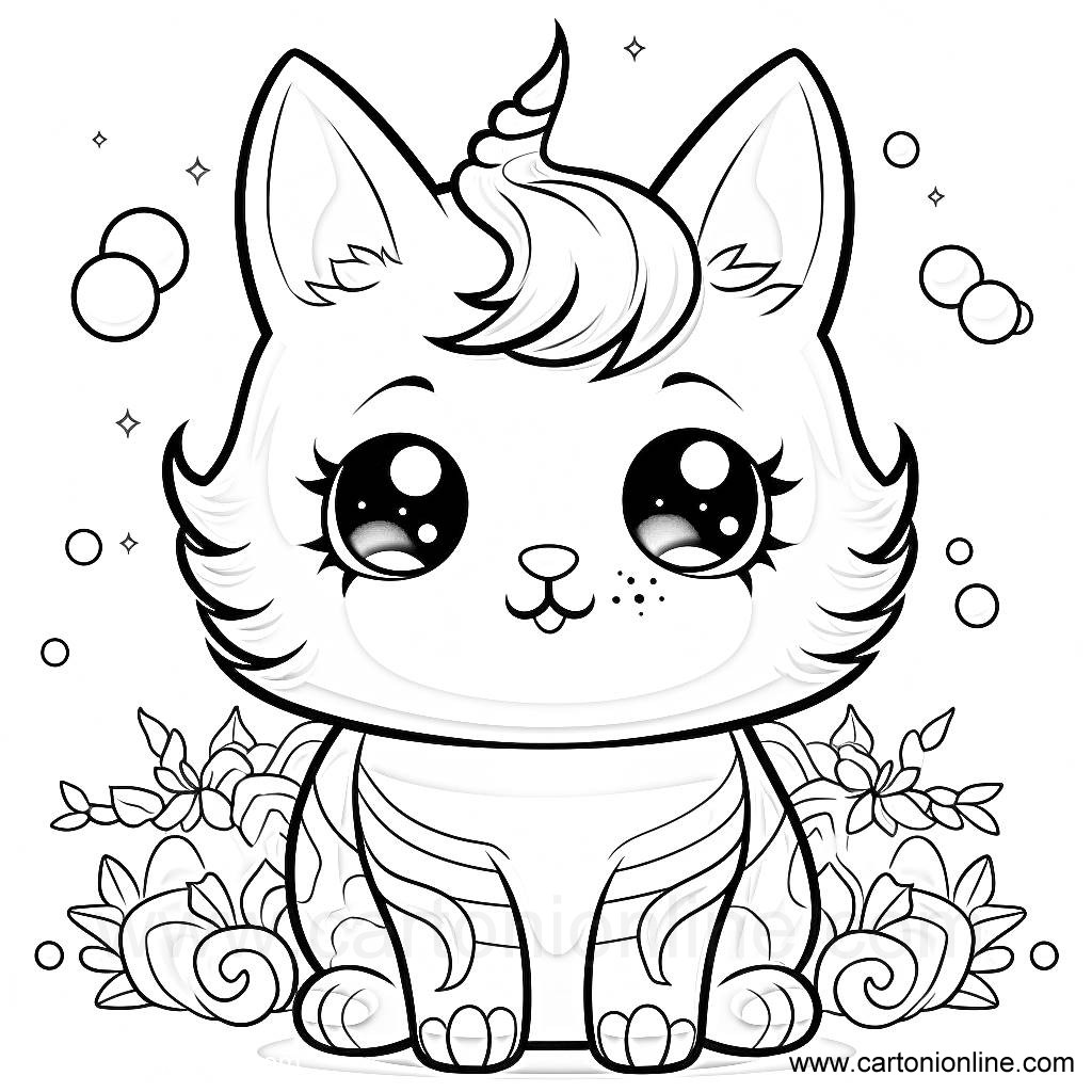 Drawing 12 of Unicorn cat to print and color