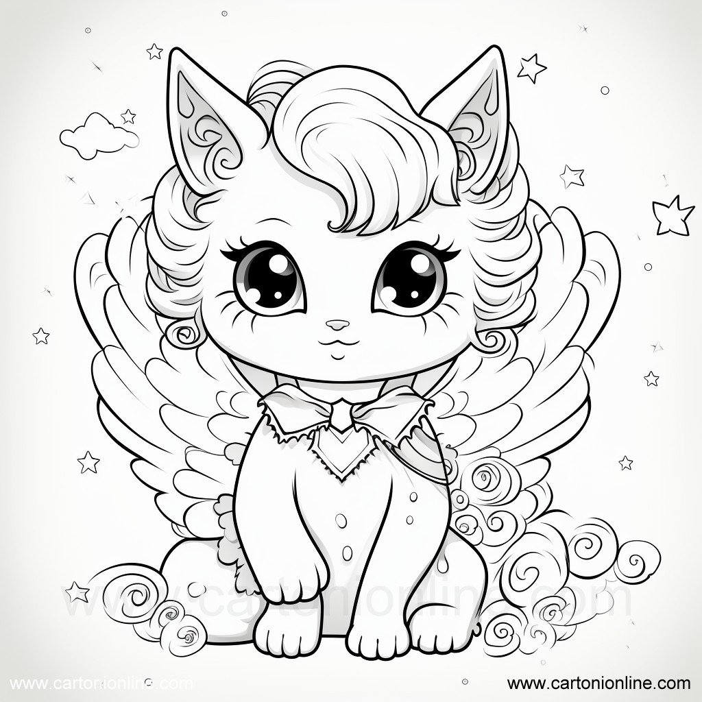 Drawing 14 of Unicorn cat to print and color