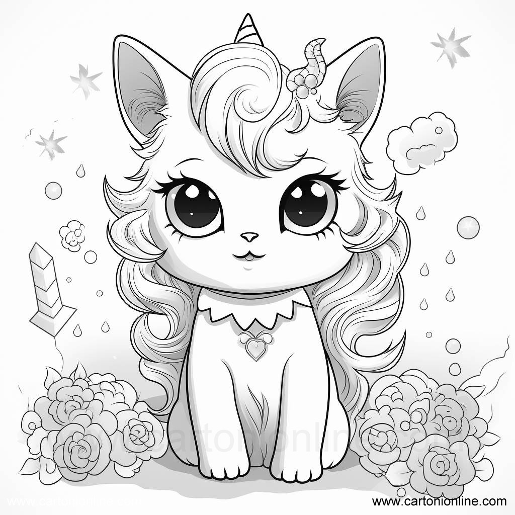 Disegno 16 di Gatto unicorno da stampare e colorare