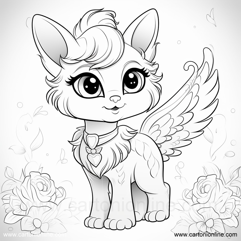 Drawing 19 of Unicorn cat to print and color