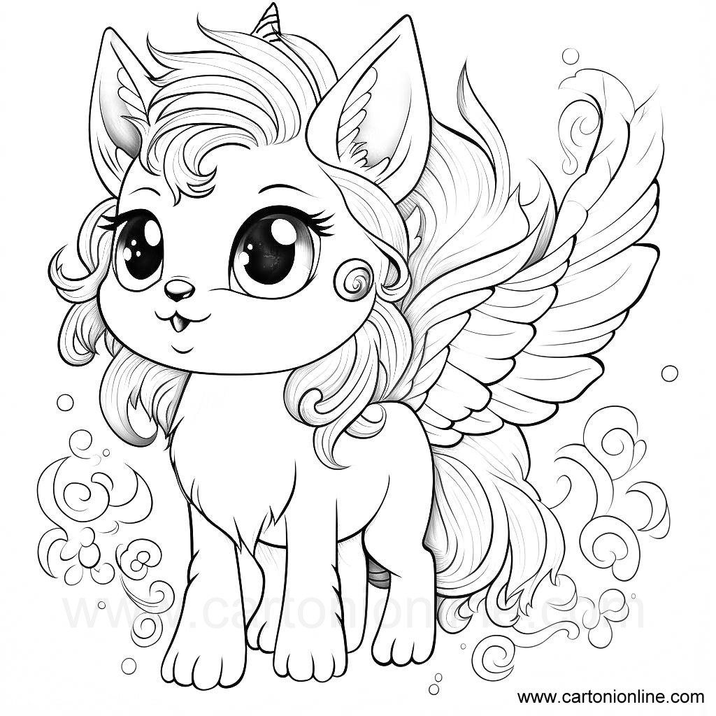 Drawing 23 of Unicorn cat to print and color