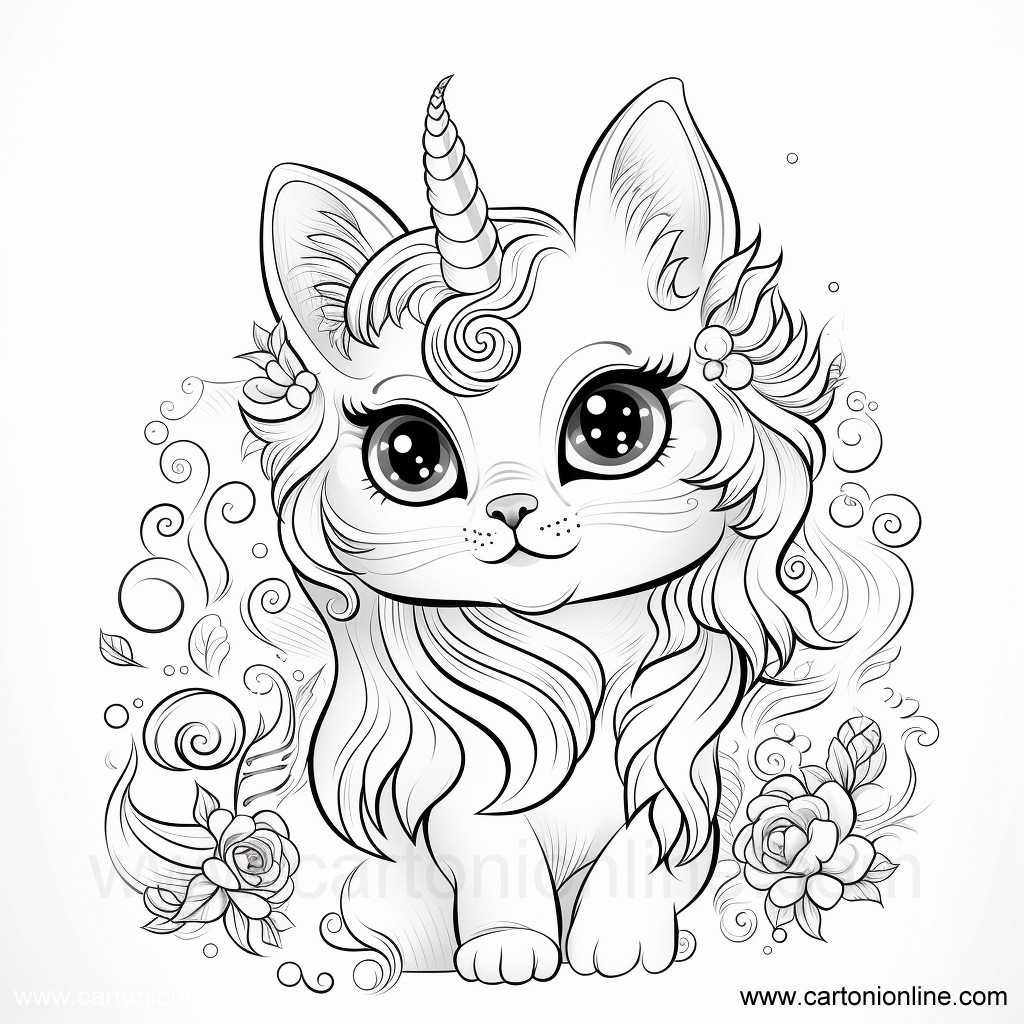 Desenho 30 de Gato unicrnio para imprimir e colorir