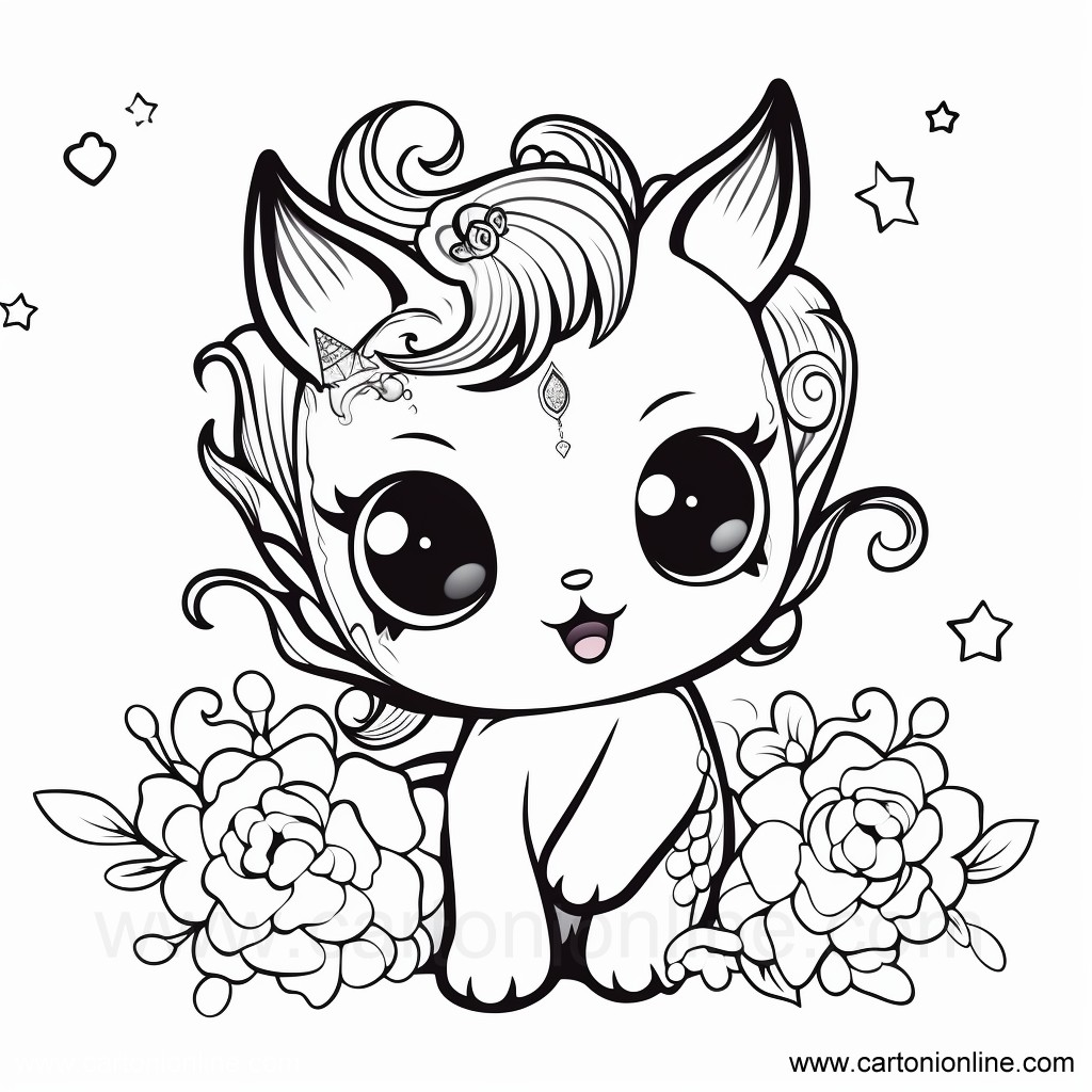 Disegno Gatto unicorno 31 di Gatto unicorno da stampare e colorare