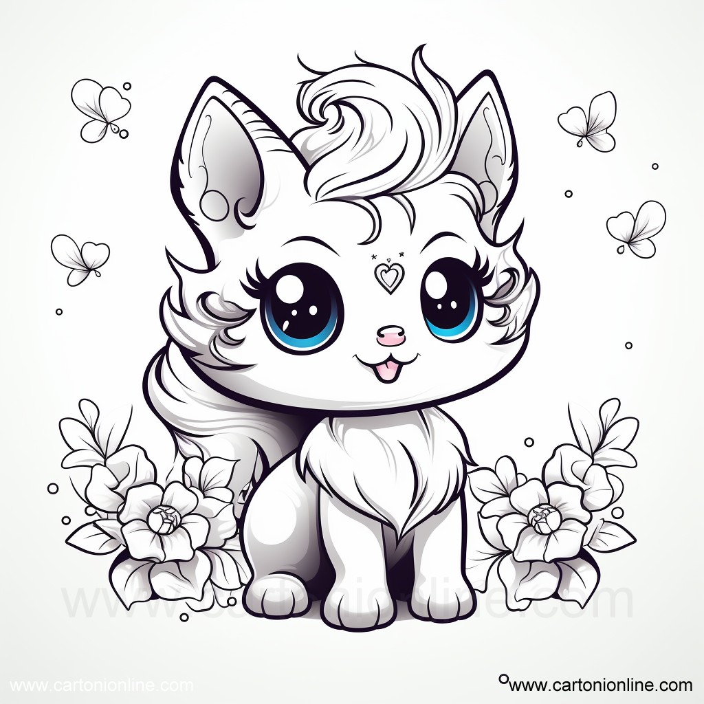 Drawing 34 of Unicorn cat to print and color