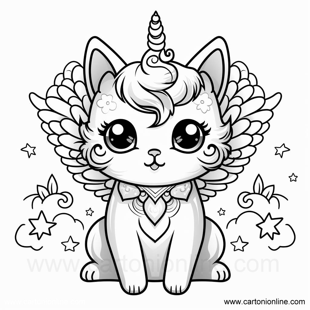 Disegno Gatto unicorno 41 di Gatto unicorno da stampare e colorare