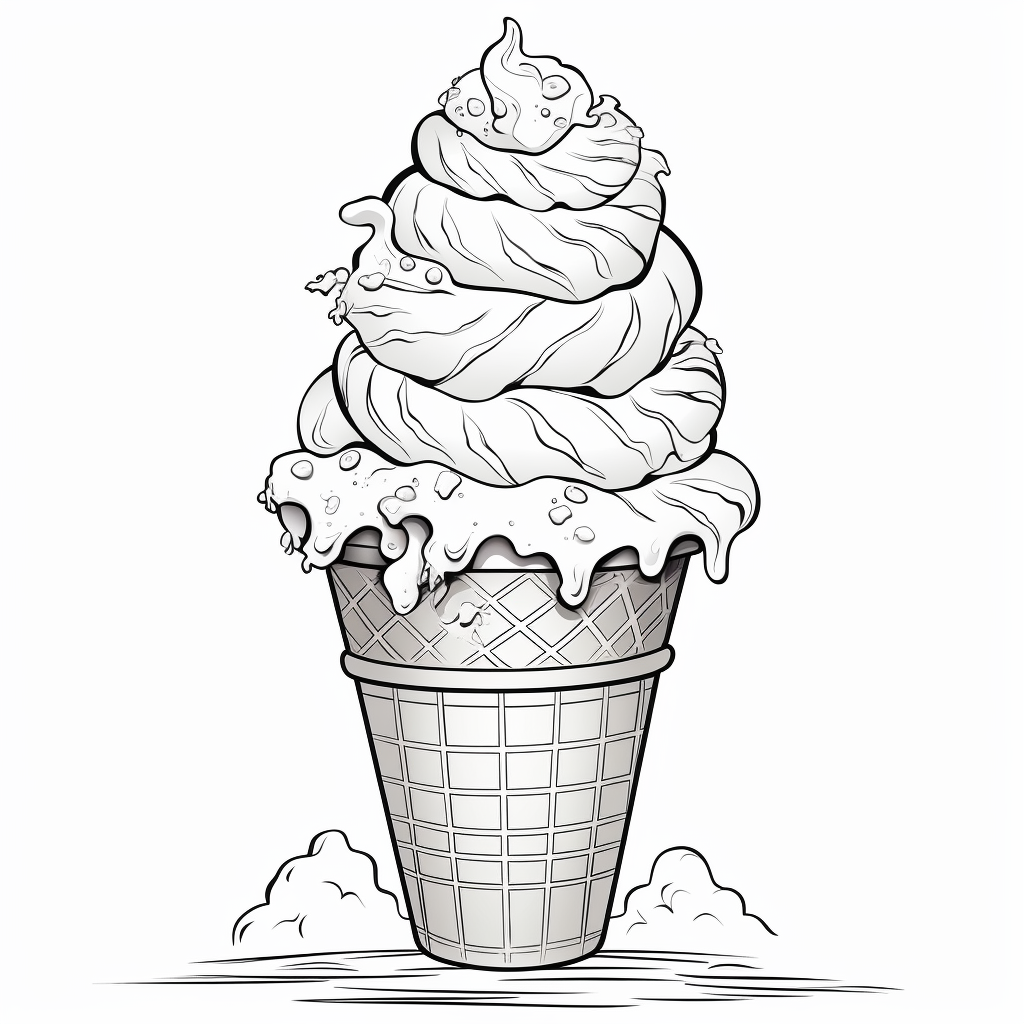 印刷して色付けするアイスクリームコーンの描画03