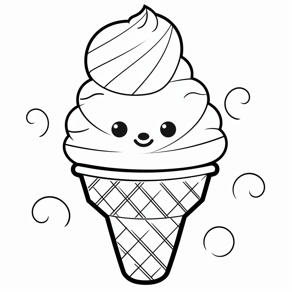 印刷して色付けするアイスクリームコーンの描画06